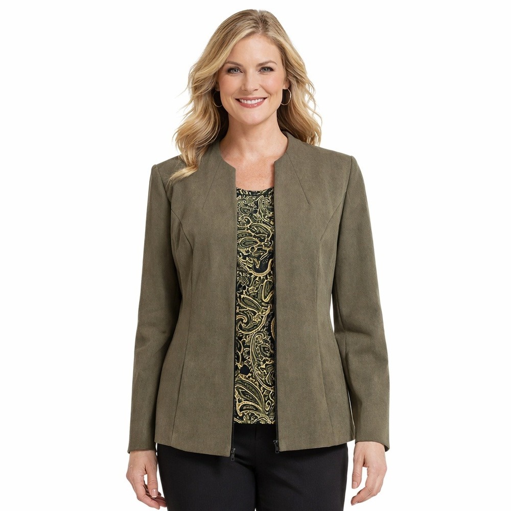 Vintage RK Originals Womens Blazer‎ Jacket Olive Green Zipper Size 12